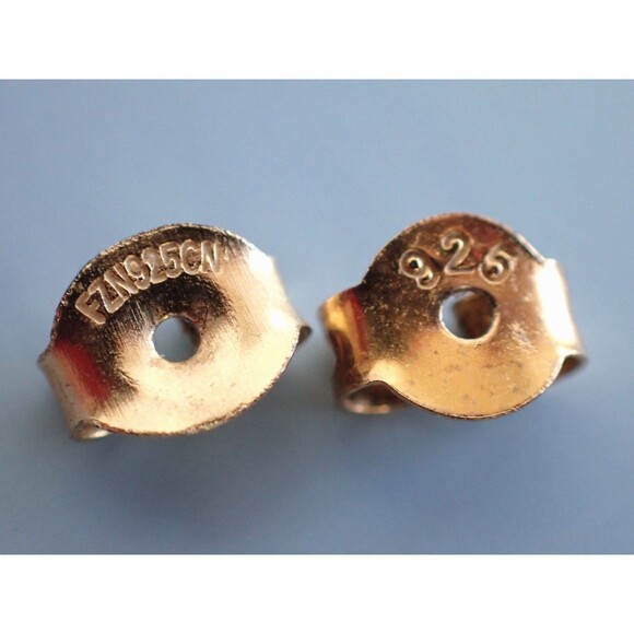 DBJ Jade & Diamond Sterling Silver Prong Set Stud Post Earrings 6mm Signed Thai - Picture 8 of 11